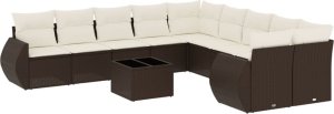 vidaXL 11-cz. zestaw mebli ogrodowych z poduszkami, brązowy, rattan PE 2