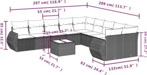 vidaXL 11-cz. zestaw mebli ogrodowych z poduszkami, brązowy, rattan PE 8