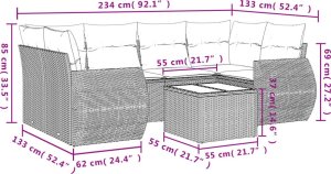 vidaXL 7-cz. zestaw wypoczynkowy do ogrodu, z poduszkami, brązowy 8