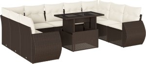 vidaXL vidaXL 10-cz. zestaw mebli ogrodowych z poduszkami, brązowy polirattan 2
