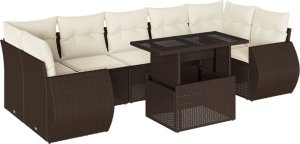 vidaXL vidaXL 8-cz. zestaw wypoczynkowy do ogrodu, z poduszkami, brązowy 2