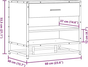 vidaXL vidaXL Ławka na buty Brązowy Dąb 60x40x53,5 cm Drewno i metal 10