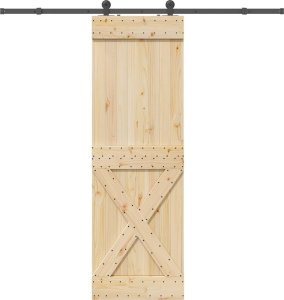 vidaXL vidaXL Drzwi przesuwne z osprzętem, 70x210 cm, lite drewno sosnowe 1