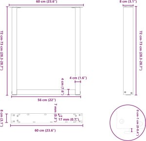 vidaXL vidaXL Nogi do stolika kawowego, 2 szt., czarne, 60x(72-73) cm, stal 10