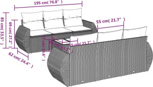 vidaXL 7-cz. zestaw wypoczynkowy do ogrodu, z poduszkami, brązowy 3