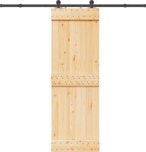 vidaXL vidaXL Drzwi przesuwne z osprzętem, 70x210 cm, lite drewno sosnowe 1