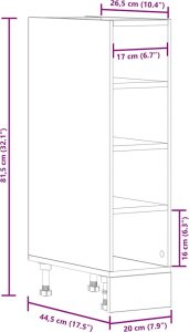 vidaXL vidaXL Dolna szafka Betonowa Szara 20x44,5x81,5 cm Drewno klejone 9