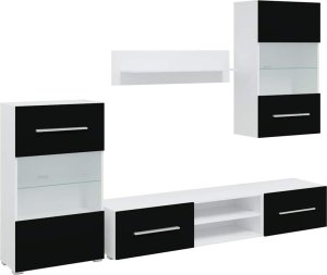 vidaXL vidaXL 5-częściowe szafki pod telewizor oświetleniem LED Matowa czerń 2