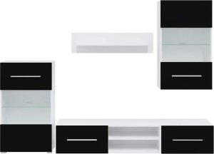 vidaXL vidaXL 5-częściowe szafki pod telewizor oświetleniem LED Matowa czerń 5