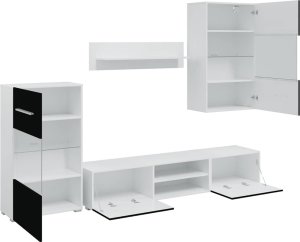 vidaXL vidaXL 5-częściowe szafki pod telewizor oświetleniem LED Matowa czerń 6