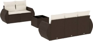 vidaXL 6-cz. zestaw wypoczynkowy do ogrodu, z poduszkami, brązowy 2