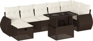 vidaXL 8-cz. zestaw wypoczynkowy do ogrodu, z poduszkami, brązowy 2