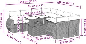 vidaXL vidaXL 9-cz. zestaw mebli ogrodowych z poduszkami, brązowy, polirattan 10