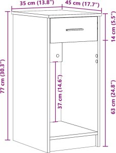 vidaXL vidaXL Stojak pod komputer z szufladą, biały, 35x45x77 cm 9