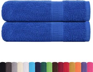 vidaXL Ręczniki kąpielowe, 2 szt., niebieskie, 70x140 cm, bawełna 100% 2