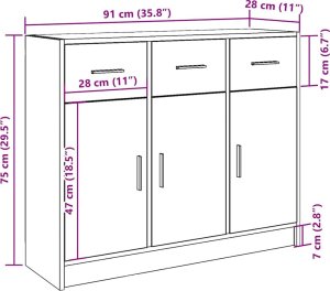 vidaXL Szafka, dąb artisan, 91x28x75 cm 10