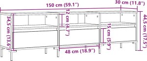 vidaXL Szafka pod TV, stare drewno, 150x30x44,5 cm 10