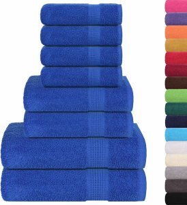 vidaXL 8-cz. zestaw ręczników, niebieski, 360 g/m2, bawełna 100% 2