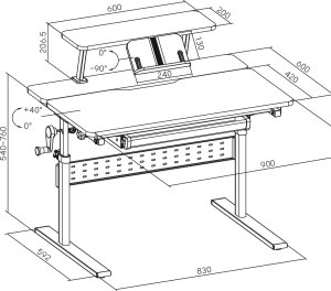 Ergo Office ML Biurko dla dzieci Ergo Office, z regulacją wysokości, szare, max 40kg,900x600mm, ER-483 8