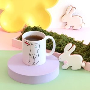 Cup&You Kubek Funny Bunny - kolorowy kubek 300ml na kawę i herbatę z uroczymi zajączkami - uniwersalny prezent, upominek na Wielkanoc 4