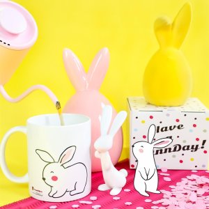 Cup&You Kubek Funny Bunny - kolorowy kubek 300ml na kawę i herbatę z uroczymi zajączkami - uniwersalny prezent, upominek na Wielkanoc 5