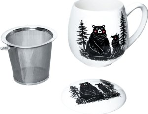Cup&You Kubek z zaparzaczem i pokrywką miś i lis - idealny zestaw do przygotowania herbaty, perfekcyjny podarunek prezent dla mamy, taty, babci, dziadka 2