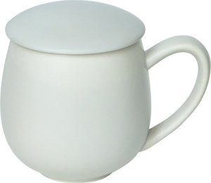 Cup&You Kubek z zaparzaczem i pokrywką szary matowy - idealny zestaw do przygotowania herbaty, perfekcyjny podarunek prezent dla mamy, taty, babci, dziadka 1