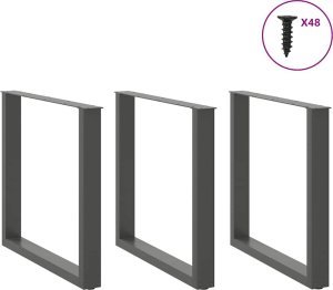 vidaXL Nogi do stolika kawowego, 3 szt., antracyt, 90x(72-73) cm, stal 3