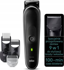Braun Braun 9-in-1 Styling-Set 5 MGK5410 Bart - Korper - Haar. Mit 100 Min. Akkulaufzeit - Aufbewahrungsbeutel - in Grau - Schwarz - Metall - Kunststoff - 1 mm - 2,1 cm - Universal - Bart - Ohr - Gesicht - Nase 1