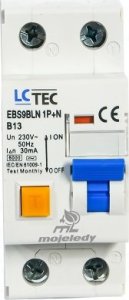 LCTec Wyłącznik różnicowoprądowy B 13A 30mA 1P+N EBS9BLN 3