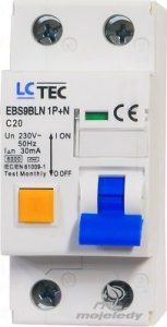 LCTec Wyłącznik różnicowoprądowy C 20A 30mA 1P+N EBS9BLN 4