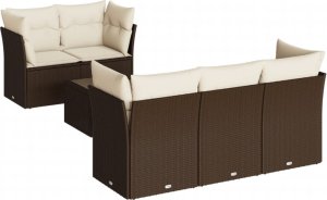 vidaXL 7-cz. zestaw wypoczynkowy do ogrodu, z poduszkami, brązowy 2