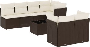 vidaXL 8-cz. zestaw wypoczynkowy do ogrodu, z poduszkami, brązowy 2