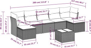 vidaXL 8-cz. zestaw wypoczynkowy do ogrodu, z poduszkami, brązowy 3