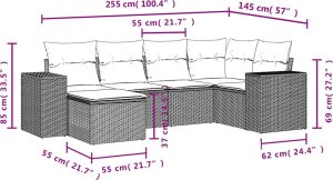 vidaXL 6-cz. zestaw wypoczynkowy do ogrodu, z poduszkami, brązowy 8