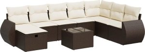 vidaXL 9-cz. zestaw mebli ogrodowych z poduszkami, brązowy, polirattan 2