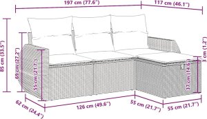 vidaXL 4-cz zestaw wypoczynkowy do ogrodu, poduszki, brązowy rattan PE 11