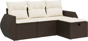 vidaXL 4-cz zestaw wypoczynkowy do ogrodu, poduszki, brązowy rattan PE 2