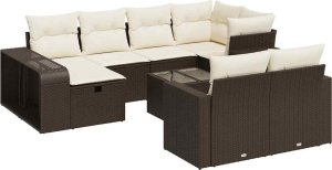 vidaXL 11-cz. zestaw mebli ogrodowych z poduszkami, brązowy, rattan PE 2