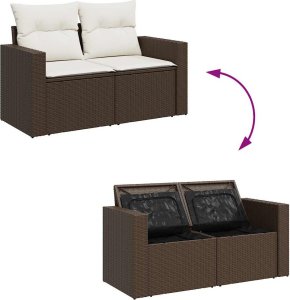 vidaXL 11-cz. zestaw mebli ogrodowych z poduszkami, brązowy, rattan PE 9