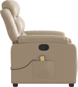 vidaXL Rozkładany fotel masujący, cappuccino, obity sztuczną skórą 8