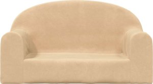 vidaXL Sofa dla dzieci, 2-os. , kremowa, miękki plusz 3