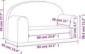 vidaXL Sofa dla dzieci, 2-os. , kremowa, miękki plusz 7