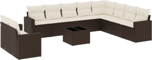vidaXL 11-cz. zestaw mebli ogrodowych z poduszkami, brązowy, rattan PE 2
