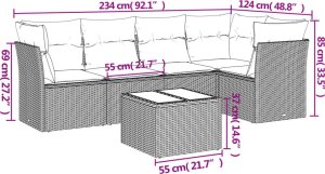 vidaXL 6-cz. zestaw wypoczynkowy do ogrodu, z poduszkami, brązowy 3