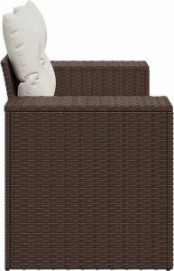 vidaXL Sofa ogrodowa z poduszkami, 2-osobowa, brązowa, polirattan 5