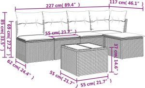 vidaXL 6-cz. zestaw wypoczynkowy do ogrodu, z poduszkami, brązowy 3
