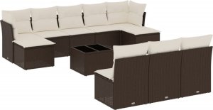 vidaXL 11-cz. zestaw mebli ogrodowych z poduszkami, brązowy, rattan PE 2