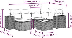 vidaXL 7-cz. zestaw wypoczynkowy do ogrodu, z poduszkami, brązowy 9