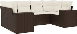 vidaXL 6-cz. zestaw wypoczynkowy do ogrodu, z poduszkami, brązowy 2